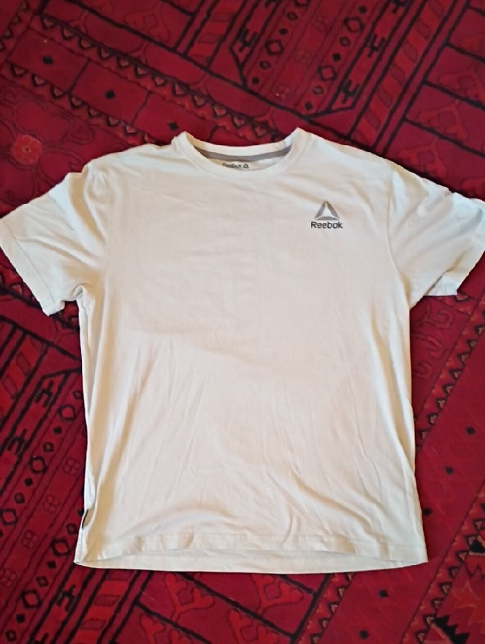 Reebok Cream Colored Tee with Gray Brush Logo